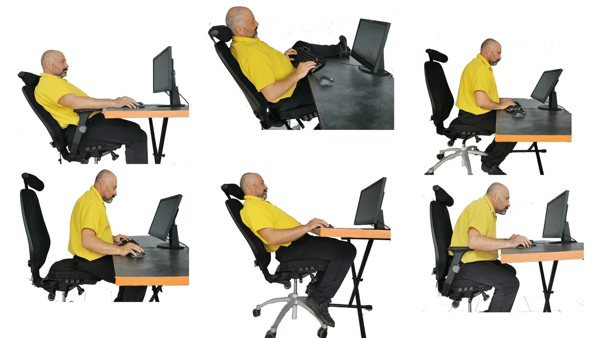 Exemples de mauvaises positions au bureau
